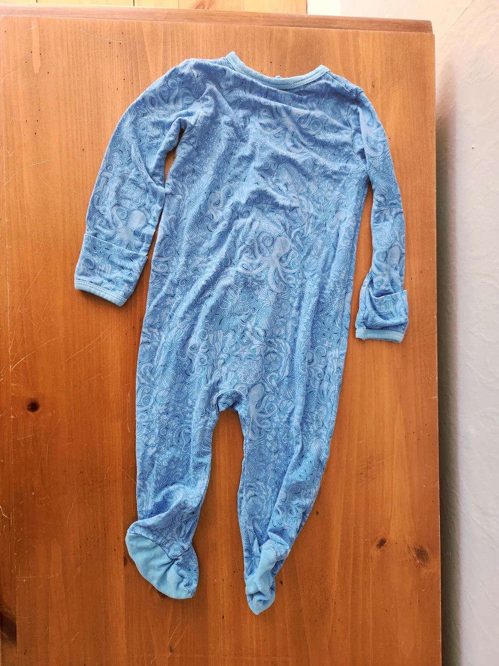 Magnetic Me 3-6 Month Bamboo Blue Sea Creature Print Footie